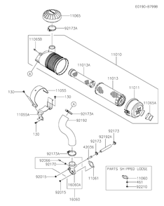 Air Filter And Muffler Diagram and Parts List for FX691V-CS32  Cub Cadet Engine